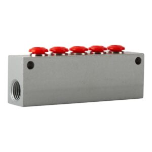 Luchtverdeelblok 1/4" met 6 mm push-in aansluitingen